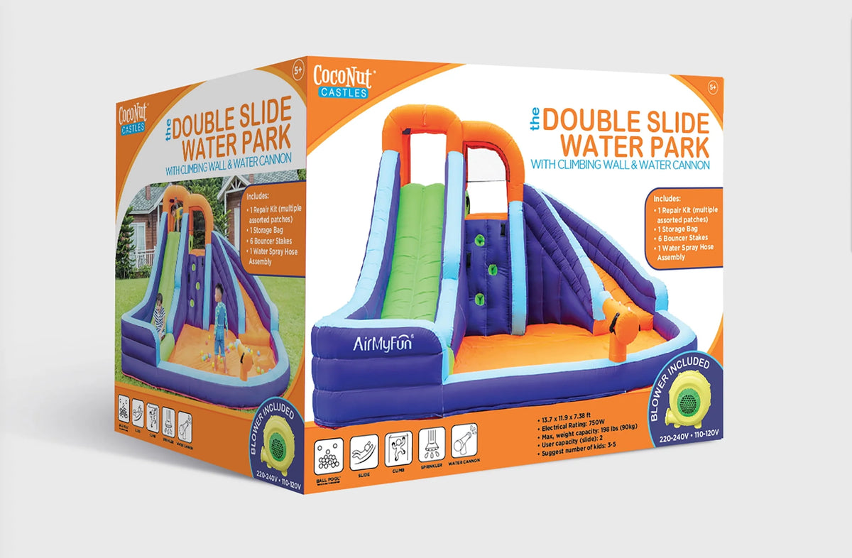 Double Slide Inflatable Water Park with Climbing Wall & Water Cannon G514775