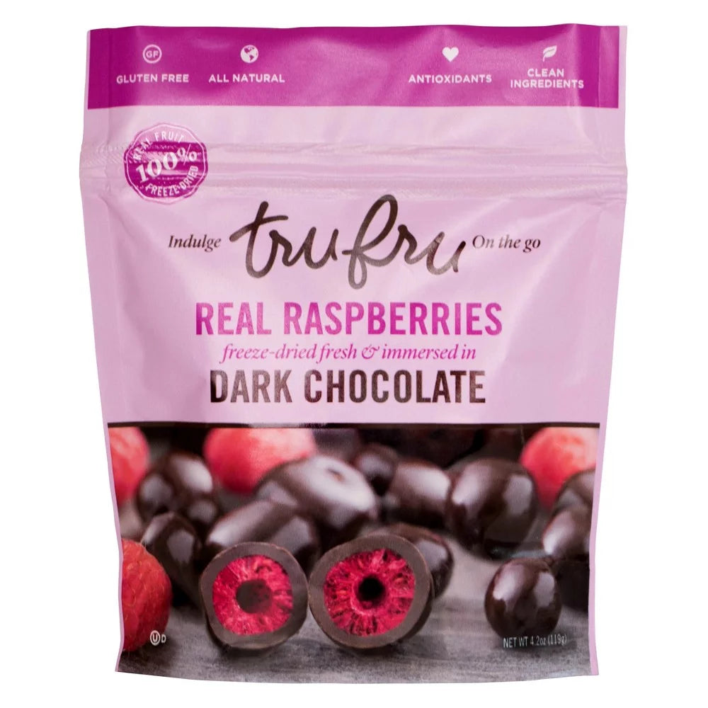 Dark Chocolate Freeze-Dried Raspberries 4.2 oz Pack of 20 Z127