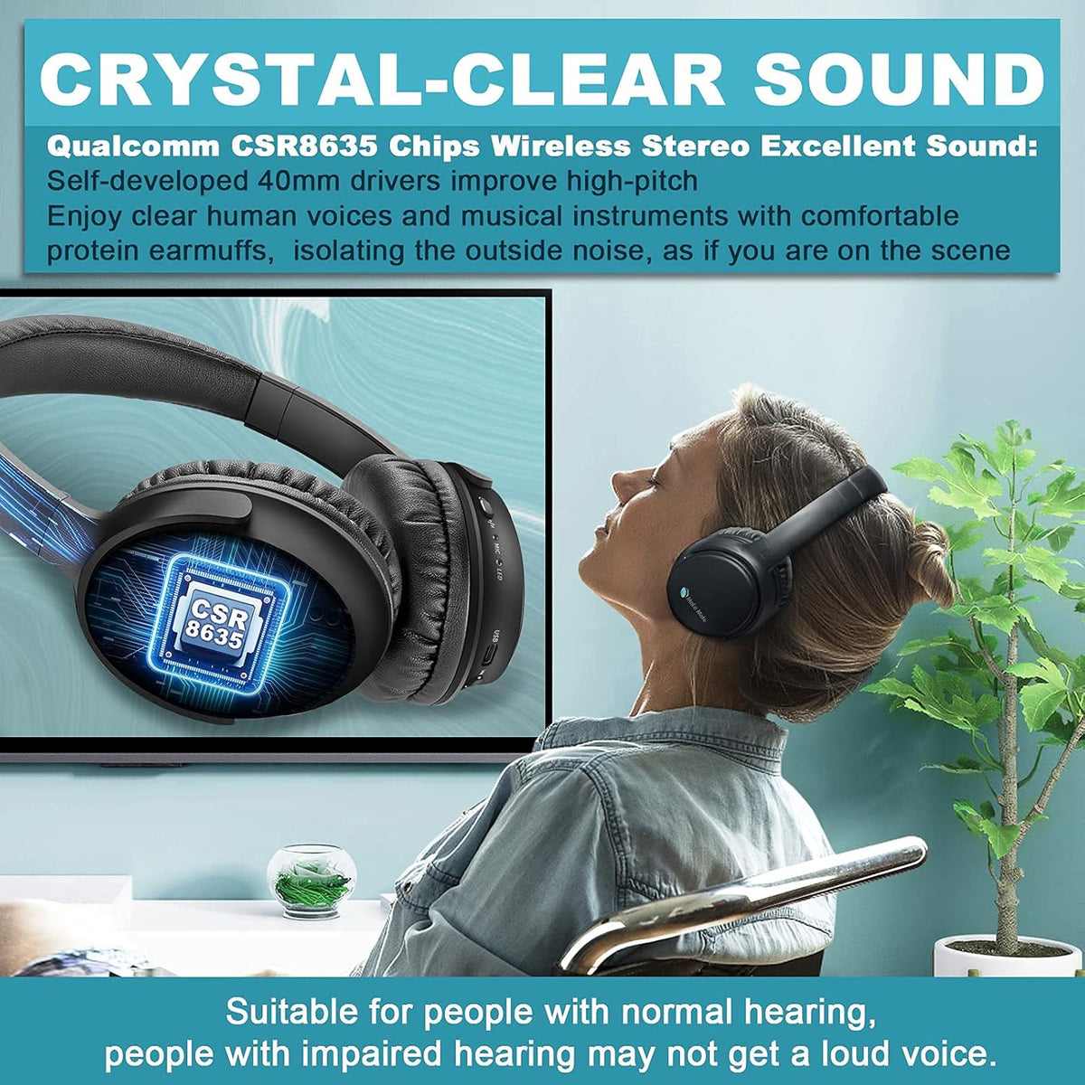 Wireless Headphones with Optical Bluetooth Transmitter, up to 165ft Range, Black N510695