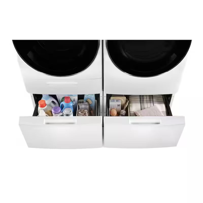 White Laundry Pedestal with Storage Drawer C535