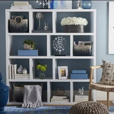 Pure White Geometric Bookcase G348