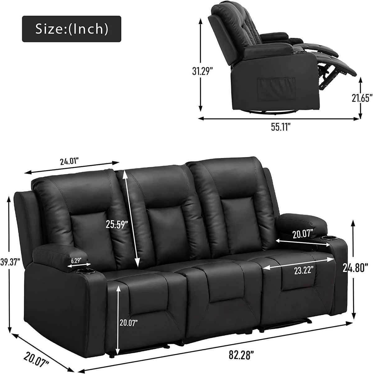 3PC Bonded Leather Recliner Set X597
