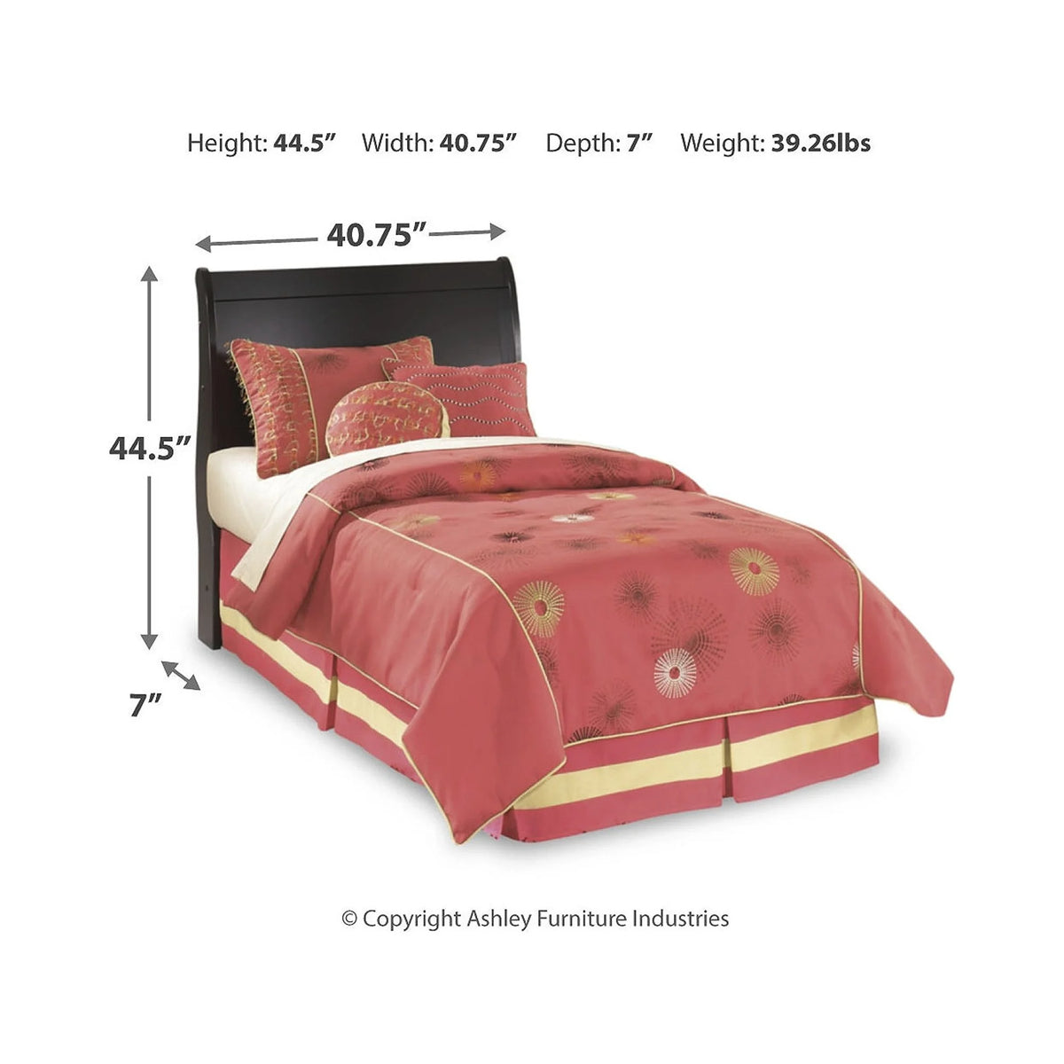Black Twin Sleigh Headboard C532