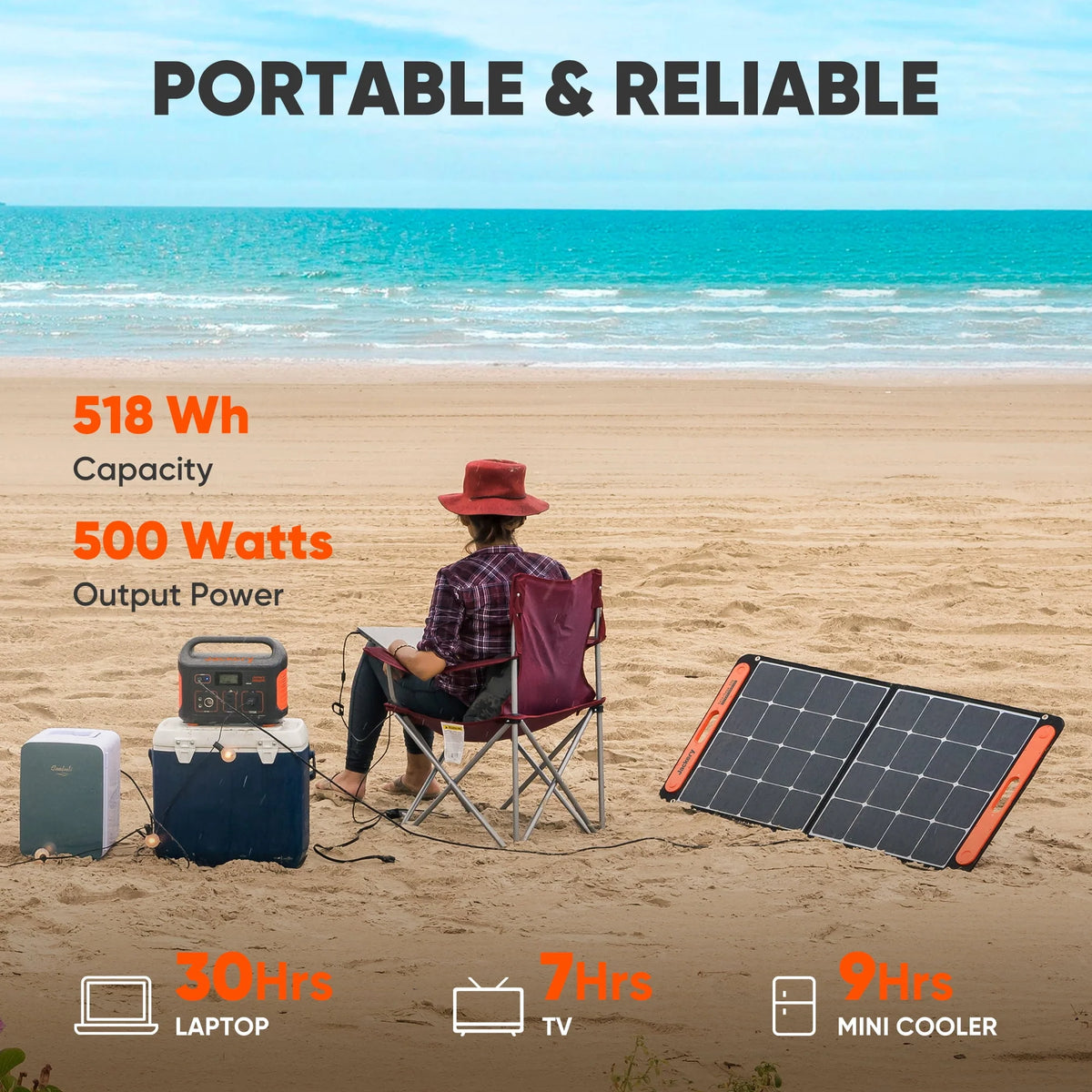 518Wh Portable Solar Generator with 100W Solar Panel V9572