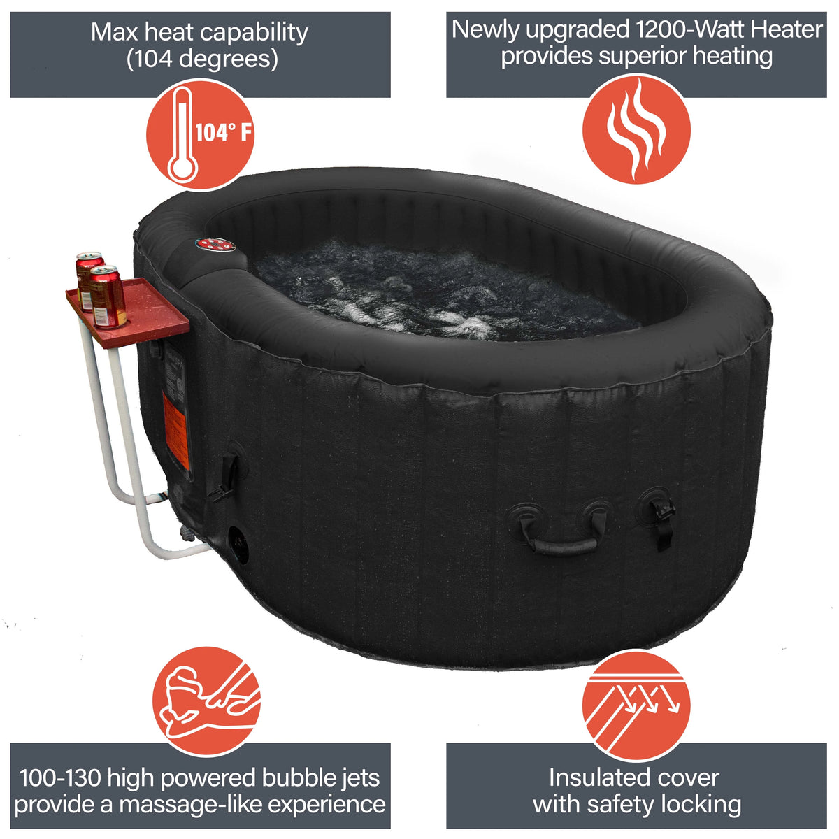 145 Gallon 2 Person Brown Oval Inflatable Hot Tub U75874