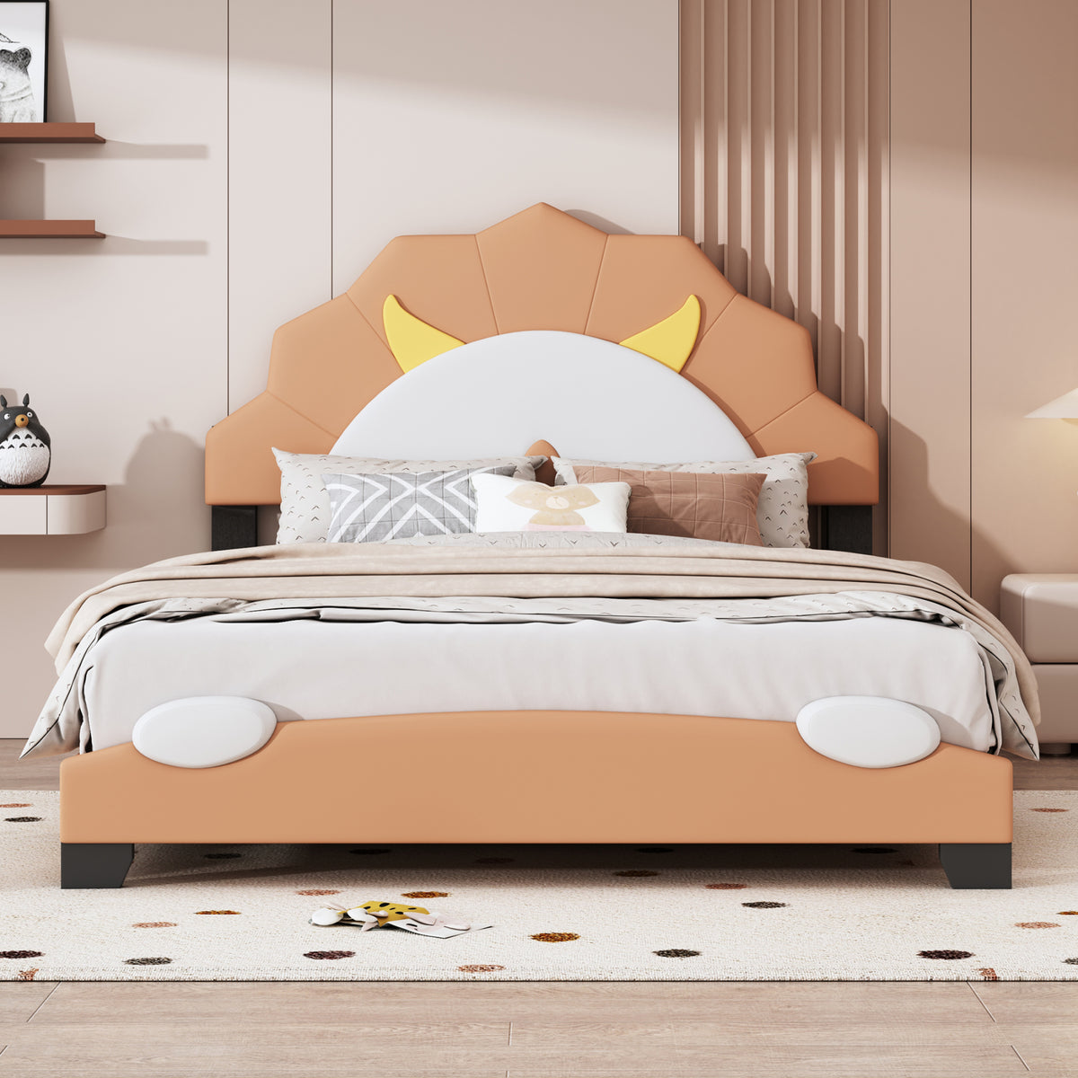 Brown Upholstered Leather Platform Bed N965841