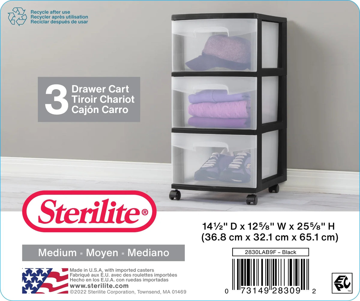 3 Drawer Plastic Cart U63562