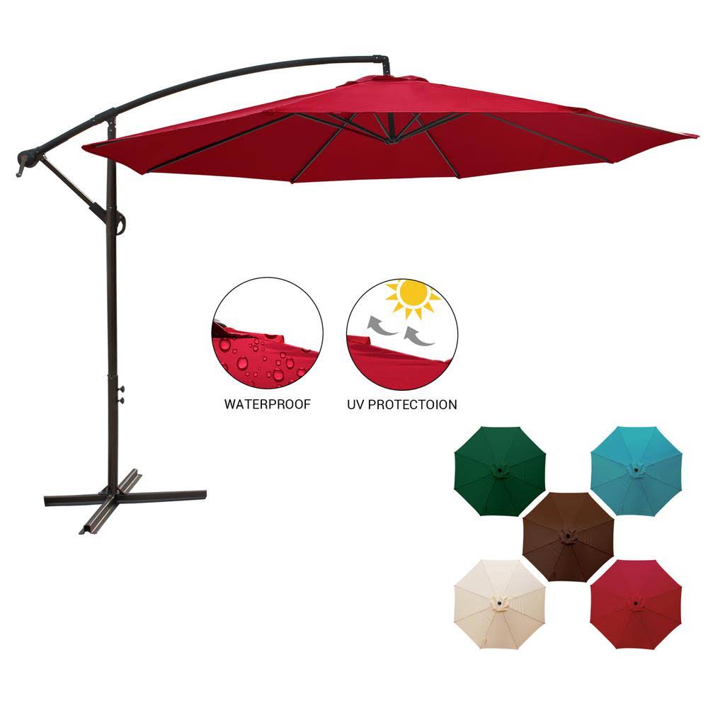 10 ft. Round Steel Cantilever Offset Patio Umbrella in Red G668