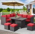 7 Piece Rattan Wicker Patio Conversation Set U36263