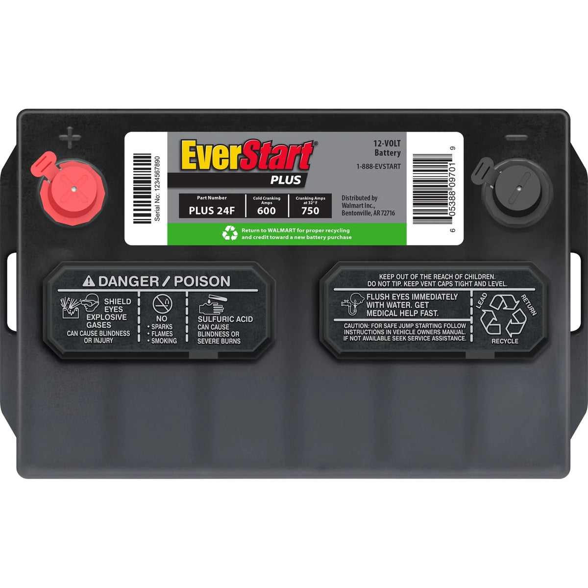 Lead Acid Automotive Battery Group Size 24F 12 Volt 600 CCA X755222