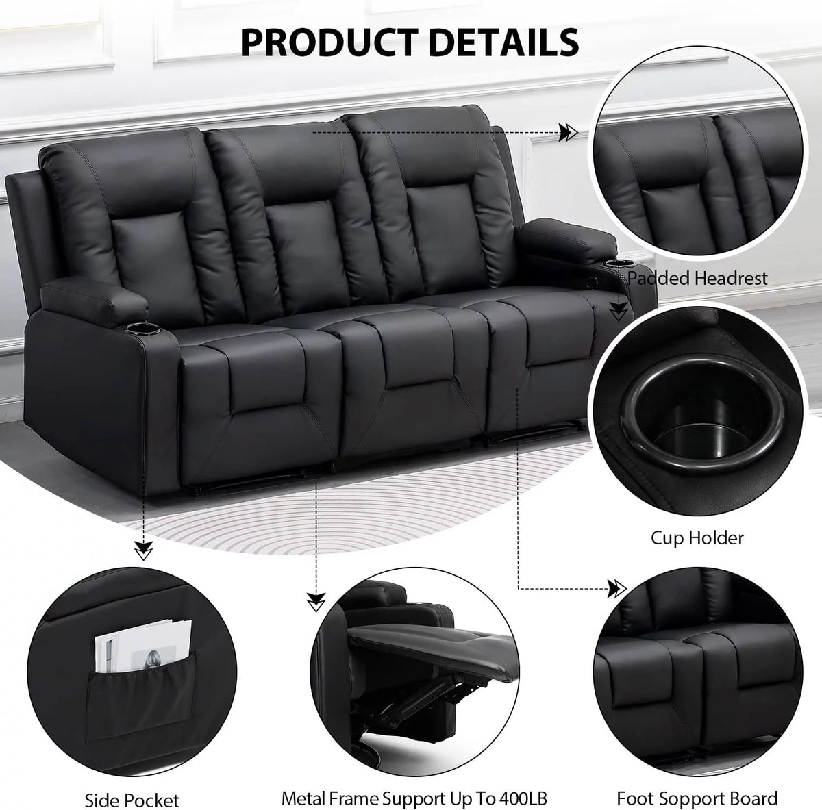3PC Bonded Leather Recliner Set X597