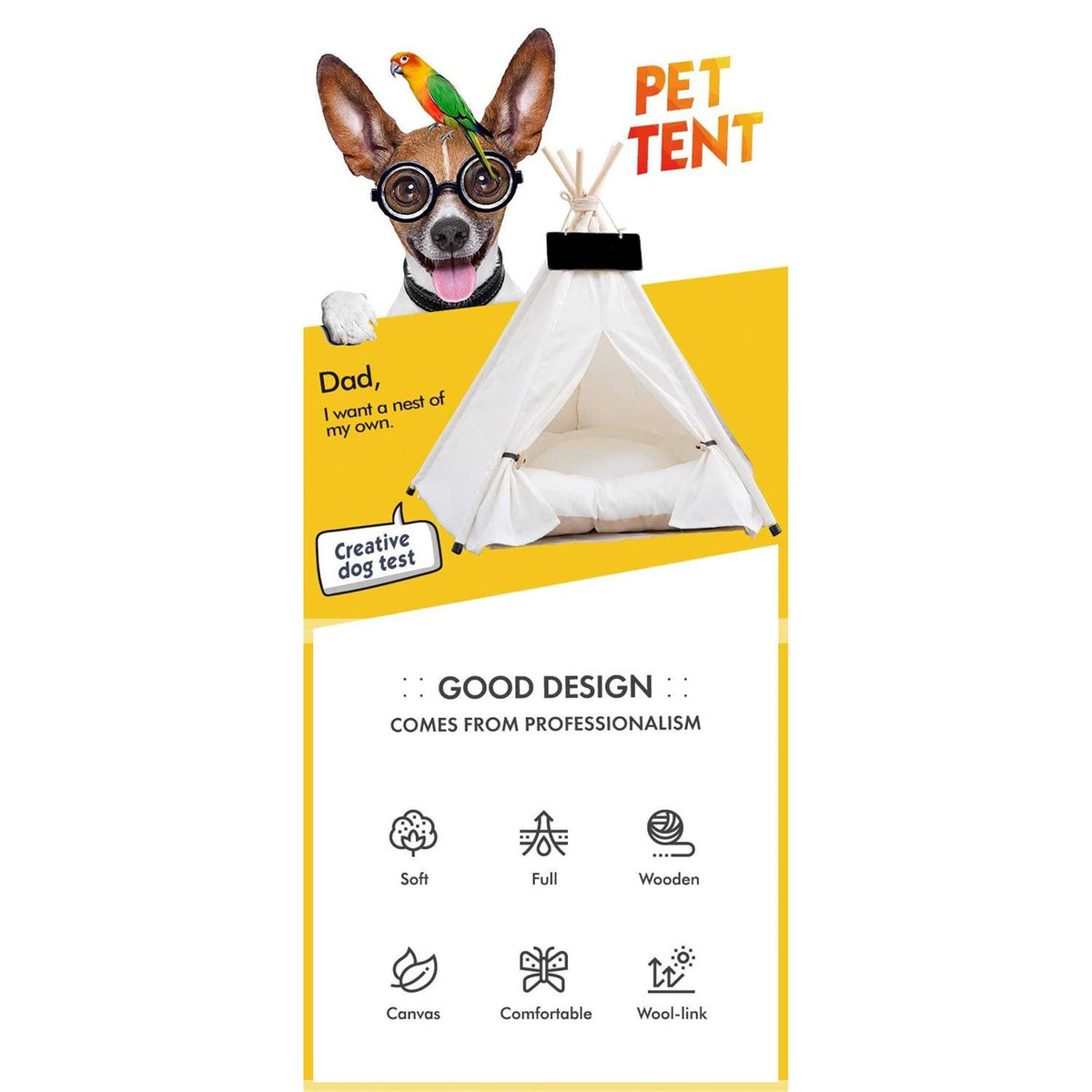 Pet Teepee Dog & Puppy Cat Bed with Thick Cushion J96981