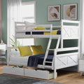 White Wooden Bunk Bed with 2 Storage Drawers and Ladder D4502