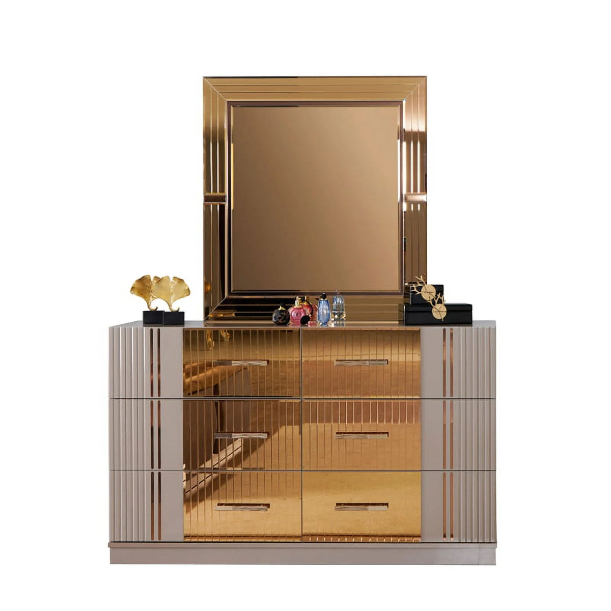 Gold Detailed Wood Dresser S2956