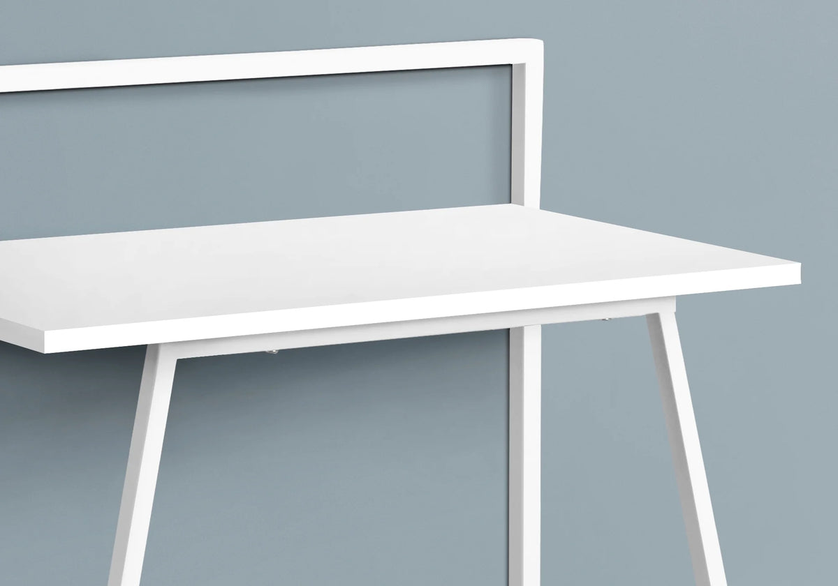 Computer Desk, 30"L, White Laminate, White Metal O30976