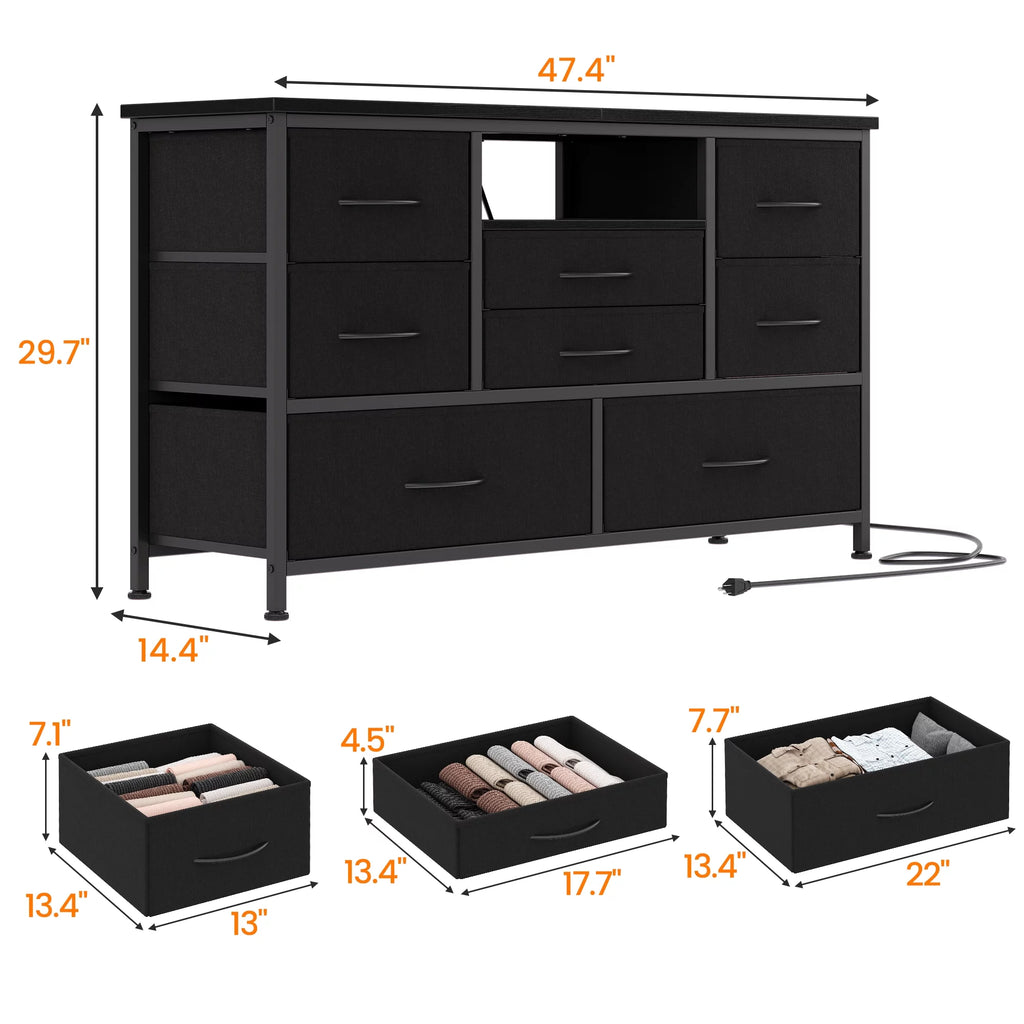 8 Drawer Dresser TV Stand with Outlet and LED Lights H481402