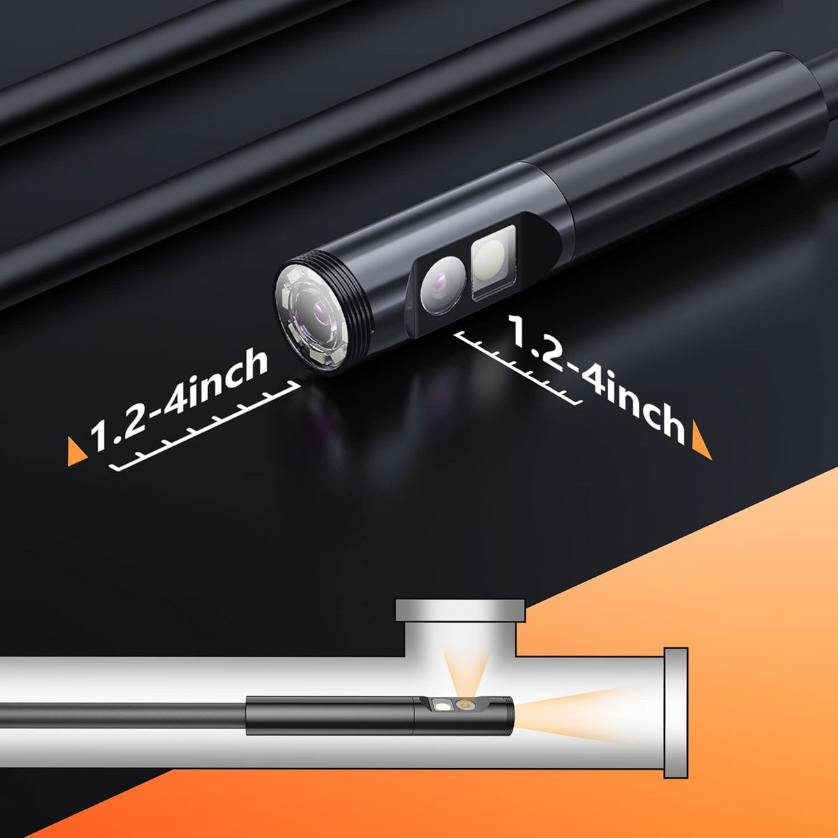 7.9mm 1080P Dual Lens Borescope Endoscope Camera with 4.5 IPS Screen C36568