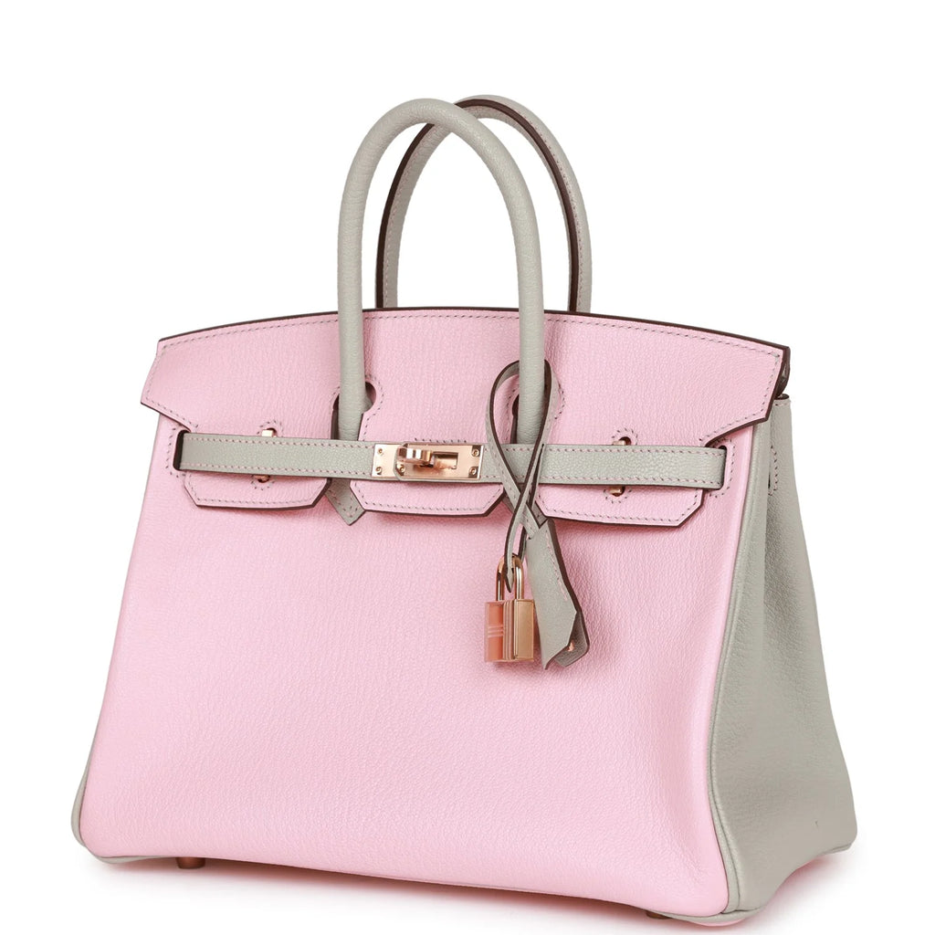 Rose Sakura and Gris Perle Chevre Mysore Handbag U7738