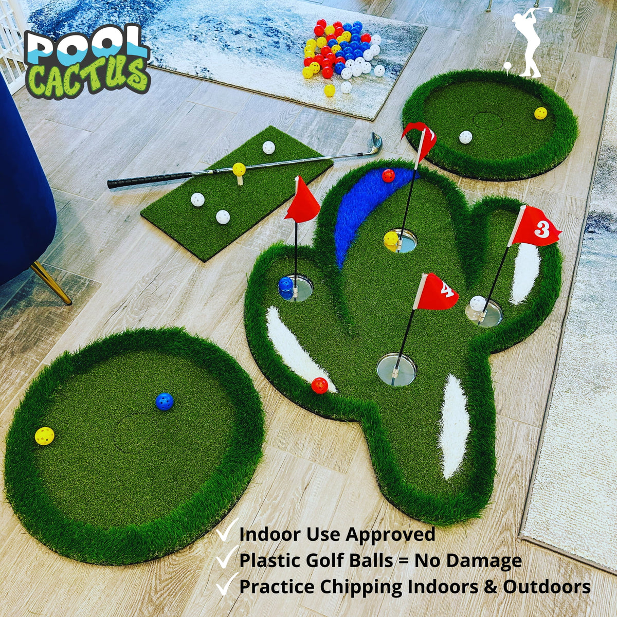 Floating Golf Green with 60 Multi Colored Floating Golf Balls I127918