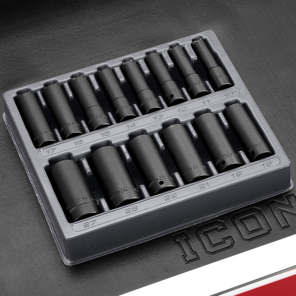 1/2 in. Drive Metric Deep Impact Socket Set, 14-Piece I79321