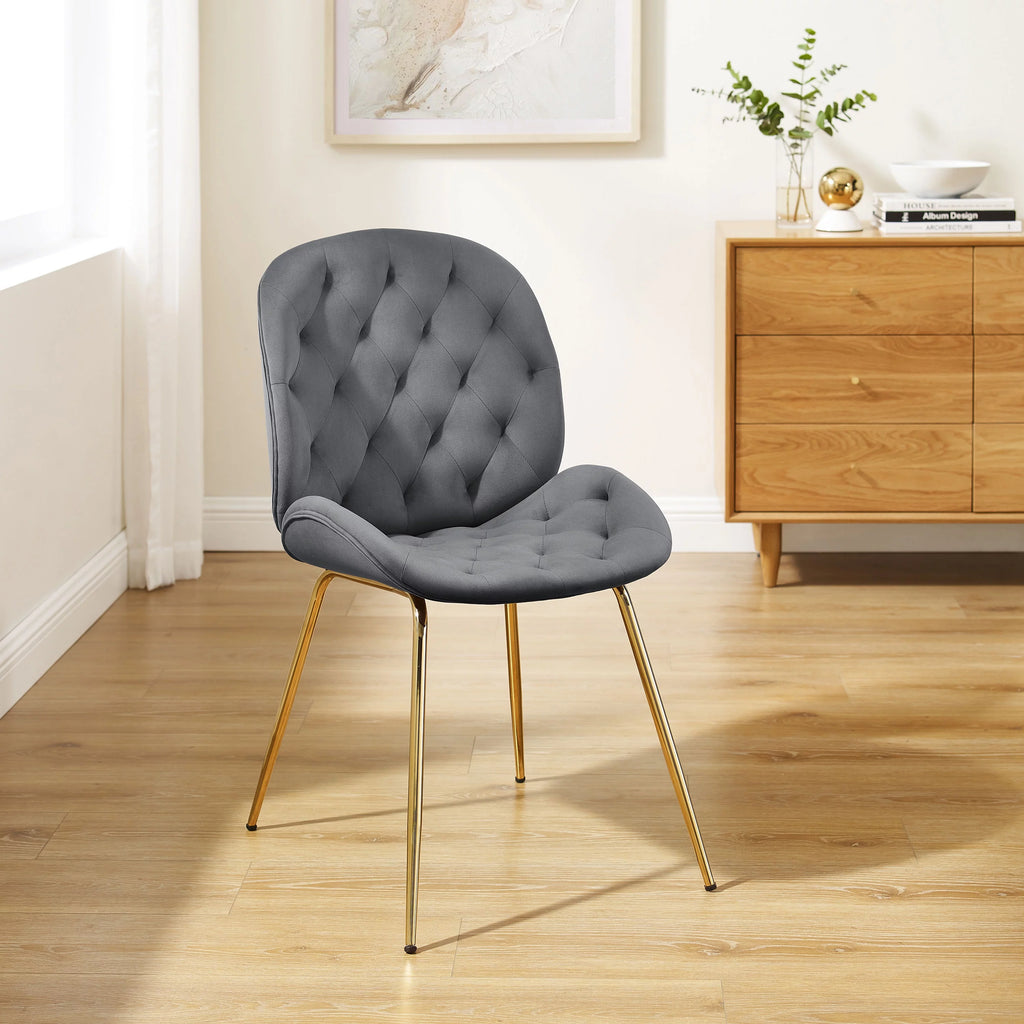Gray Velvet Tufted Upholstered Dining Chairs P580282