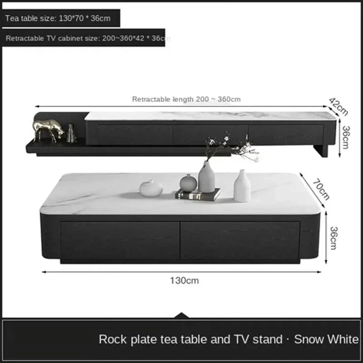 Italian Slate Coffee Table TV Cabinet Retractable O646