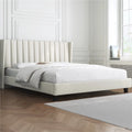 Queen Platform Bed with Upholstered Headboard, Navy Blue J3297