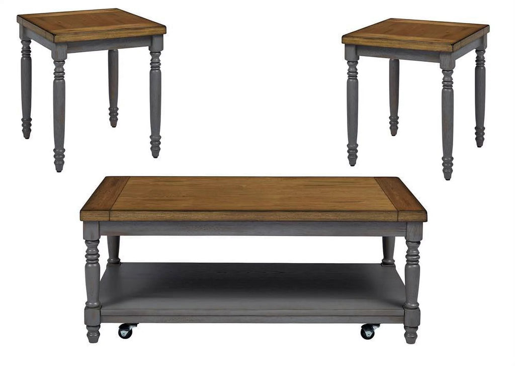 Brown Wood Cocktail Table & 2 End Tables R3744
