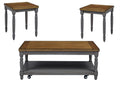 Brown Wood Cocktail Table & 2 End Tables R3744