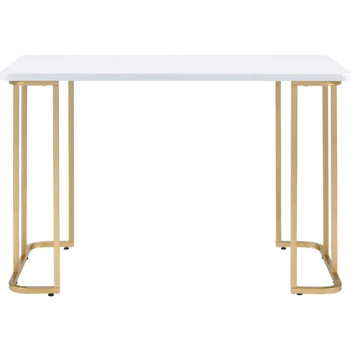 White Writing Desk with Metal Sled Base P20803