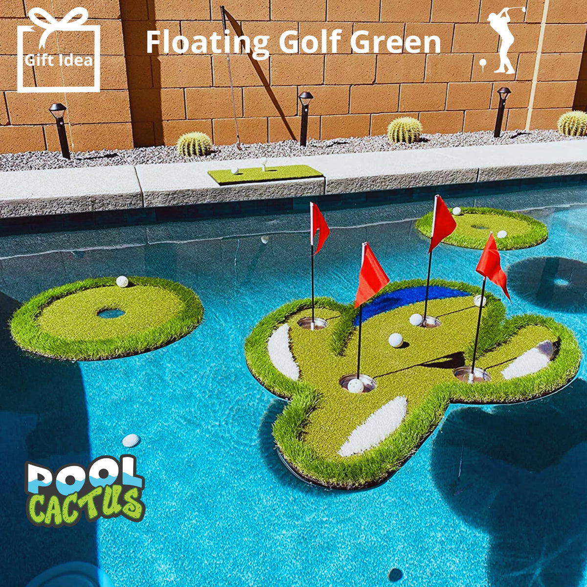 Floating Golf Green with 60 Multi Colored Floating Golf Balls I127918