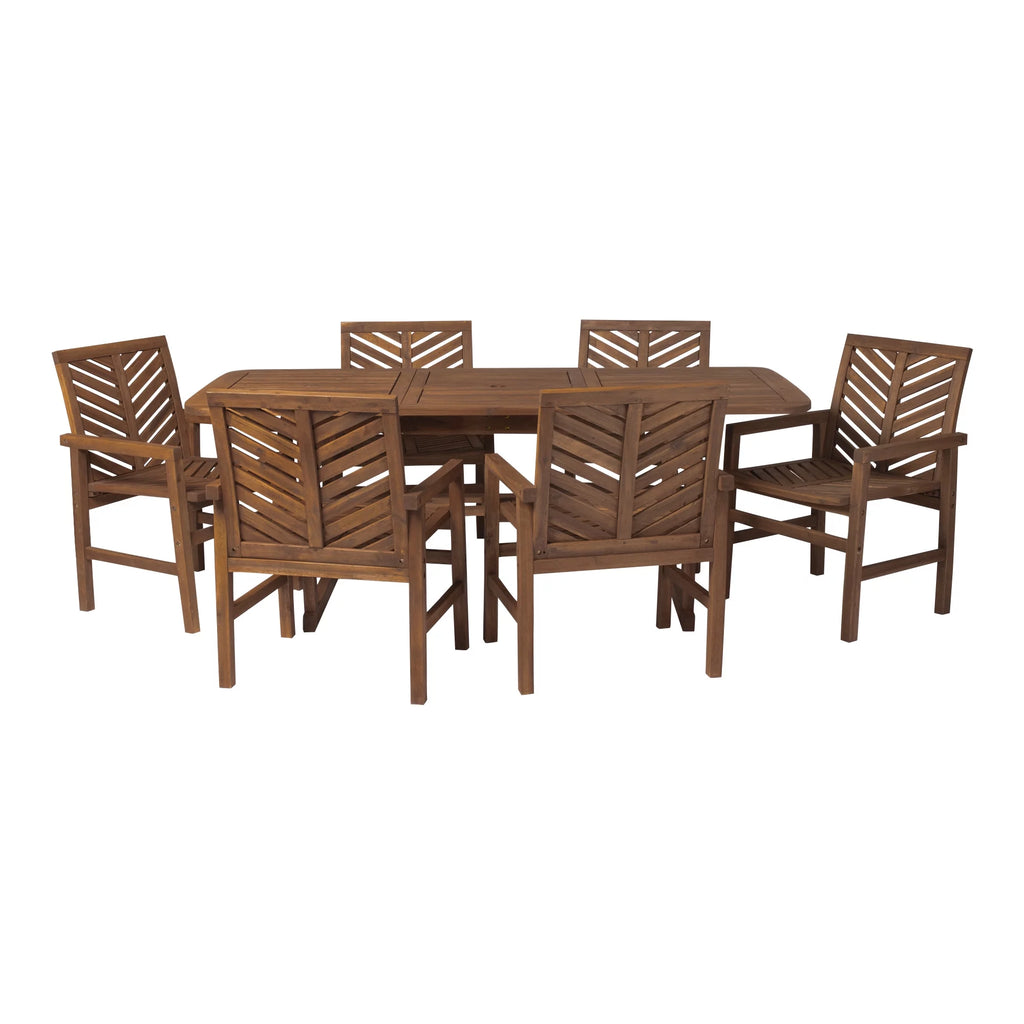 Dark Brown 7-Piece Wood Outdoor Patio Dining Set T890