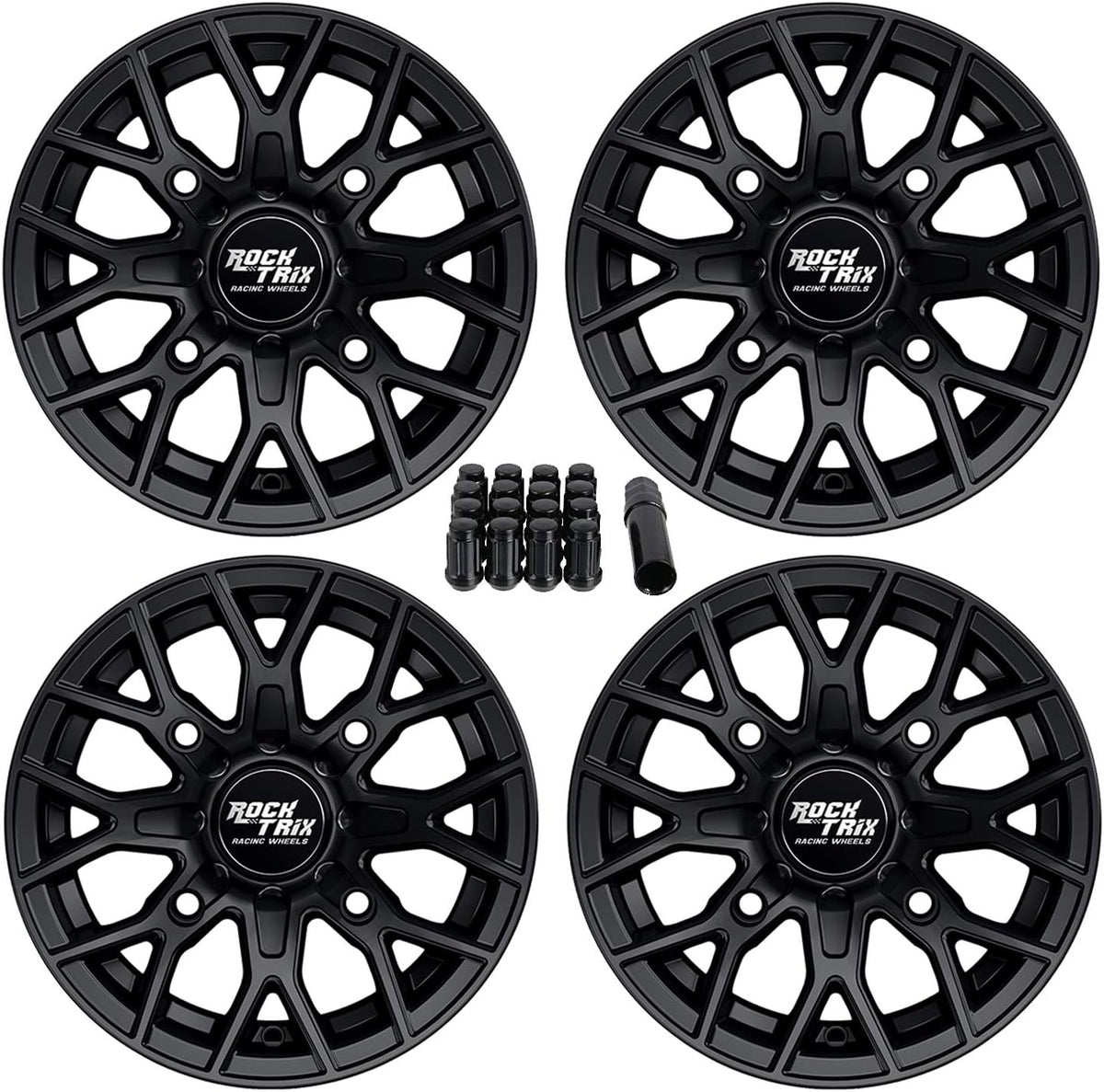 12x7 Black ATV Wheels Set of 4 L603583