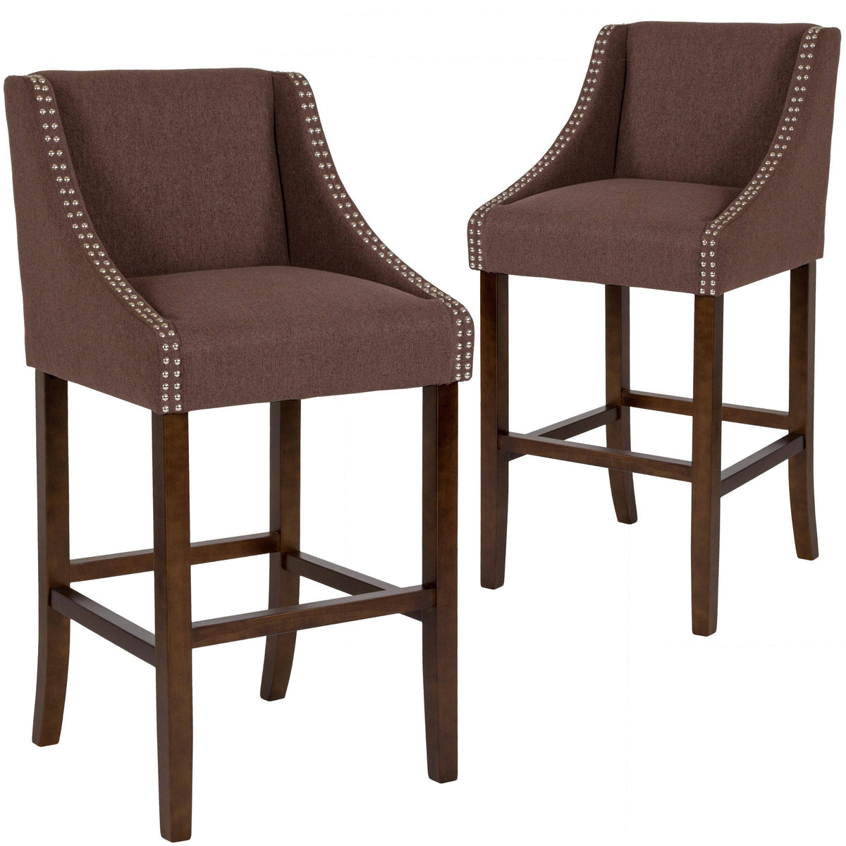 2 Pk. High Transitional Walnut Barstool with Dark Gray Fabric X11356
