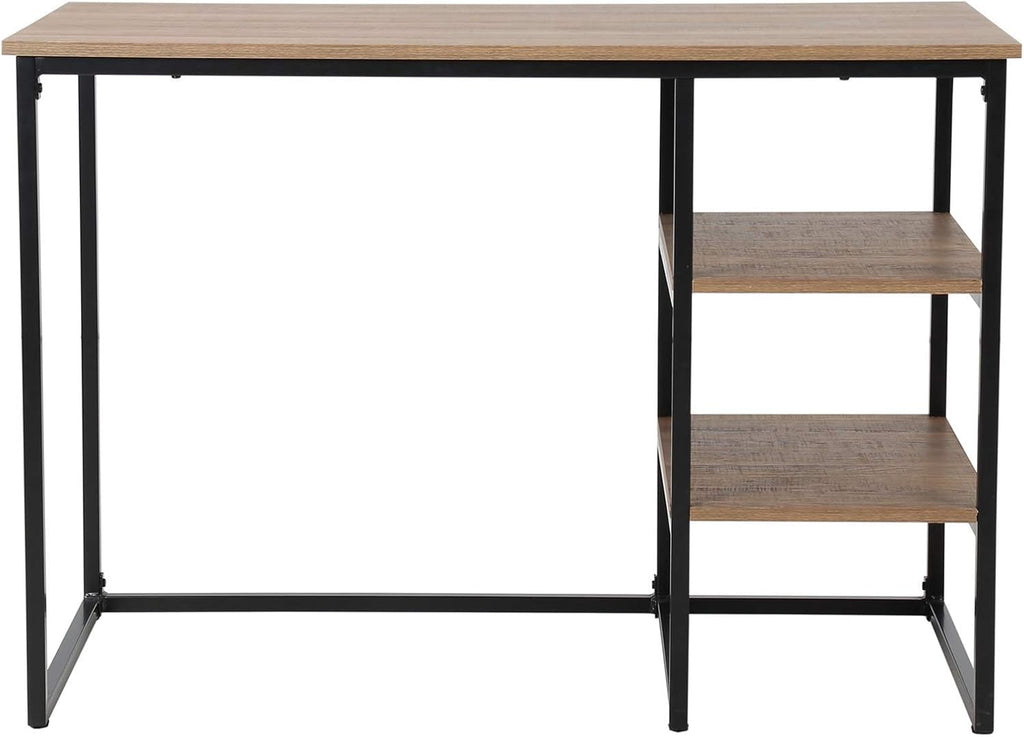 Industrial Small Home Office Desk with 2 Open Storage Shelves L479
