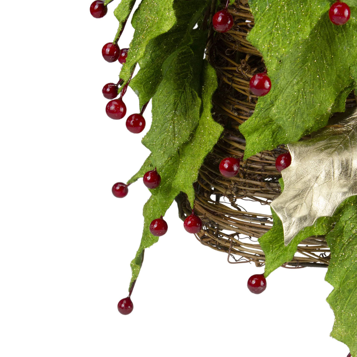 Artificial Red Holly Berry Leaf Christmas Cone Tree Z723863