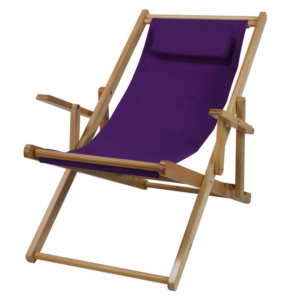 Natural Frame Purple Canvas Solid Wood Sling Chair S481208