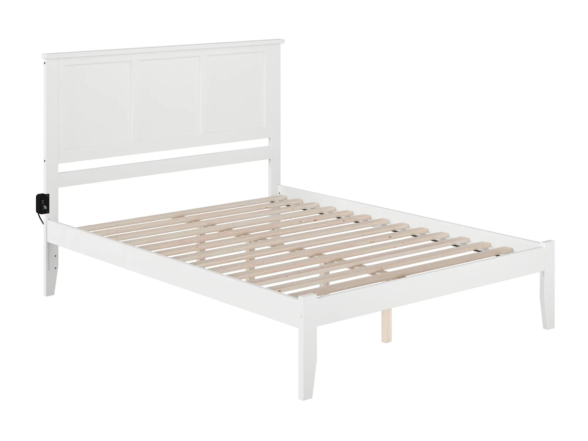 Queen Solid Wood Platform Bed with Panel Headboard in White P432380