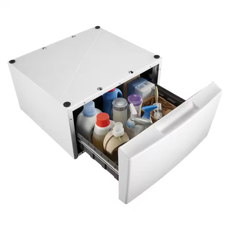 White Laundry Pedestal with Storage Drawer C535