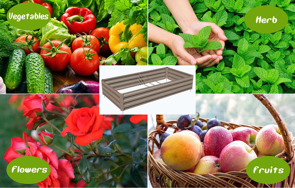 Galvanized Raised Garden Bed 6*3*1 ft Rust-Resistant Metal Planter Box Brown G416