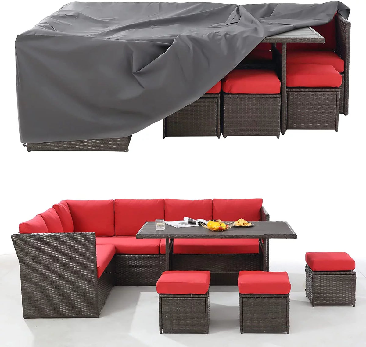 7 Piece Rattan Wicker Patio Conversation Set U36263