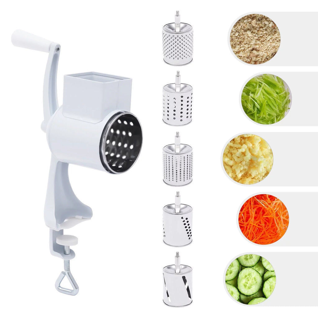 Rotary Cheese Grater with 5 Stainless Steel Drum Blades P386099