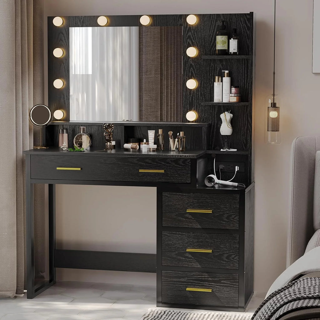 Black Makeup Vanity with Mirror D4181