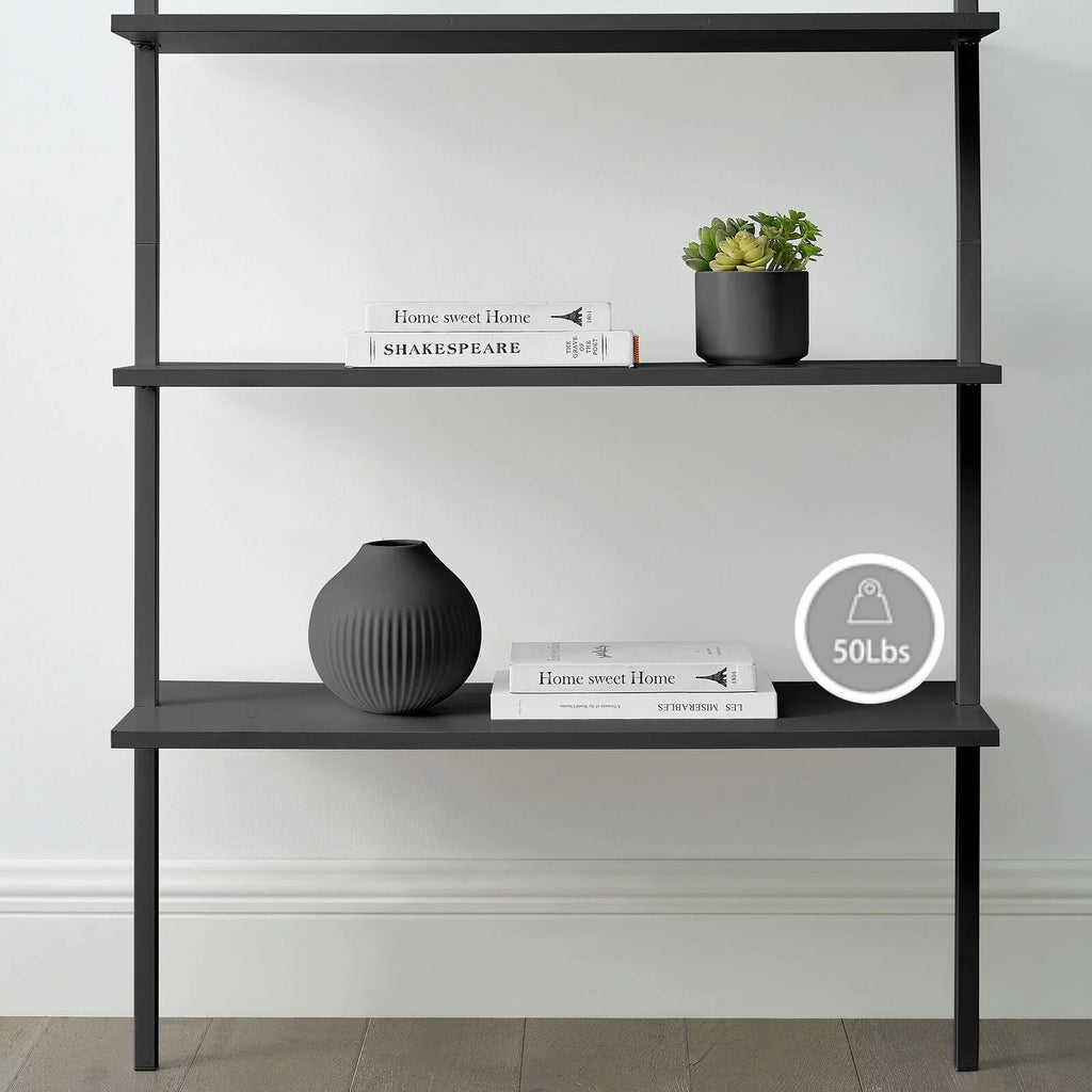 White 6-shelf Wood Wall-Mounted Bookshelf R295