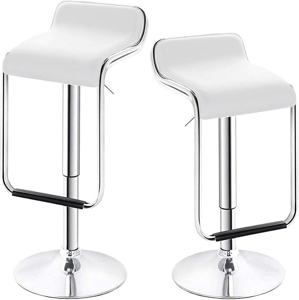 White Adjustable Swivel Bar Stools Set of 2 W15266