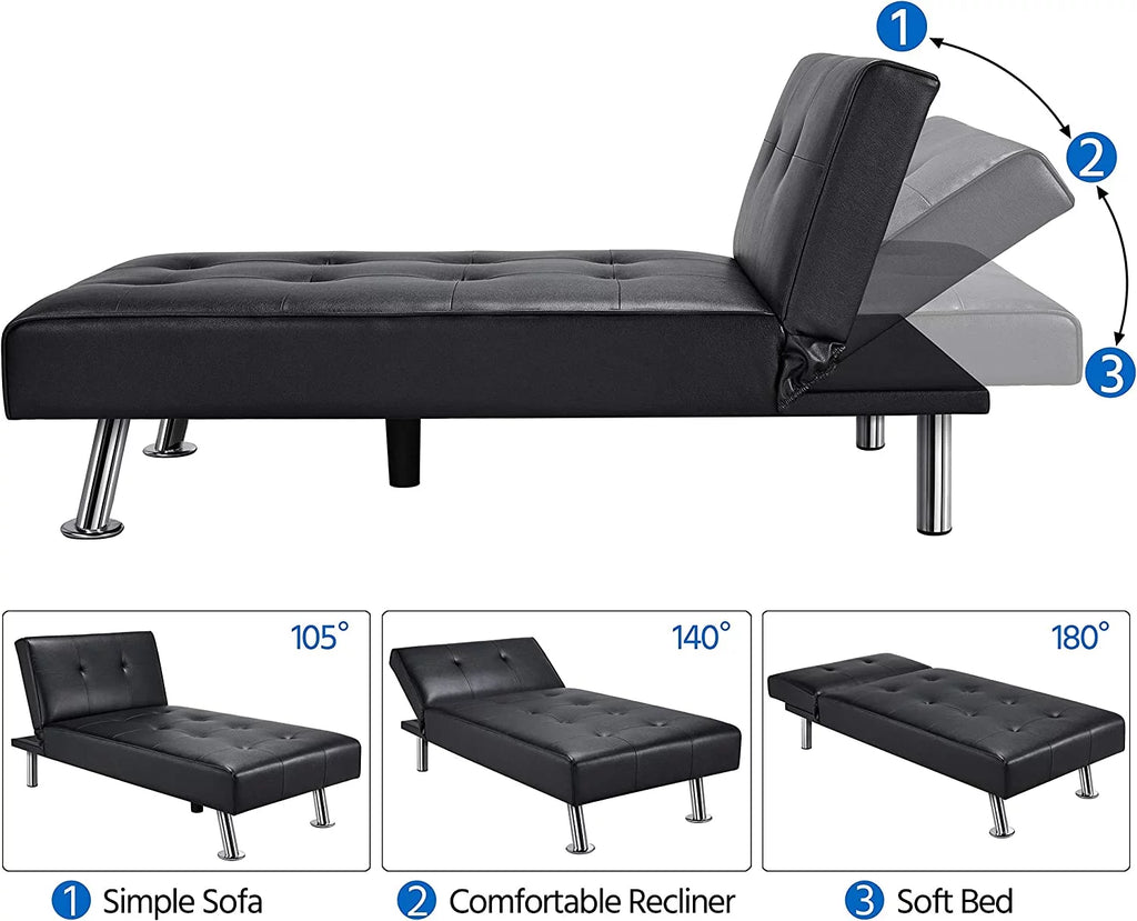 Black Faux Leather Sectional Sofa with Chaise Lounge N166303