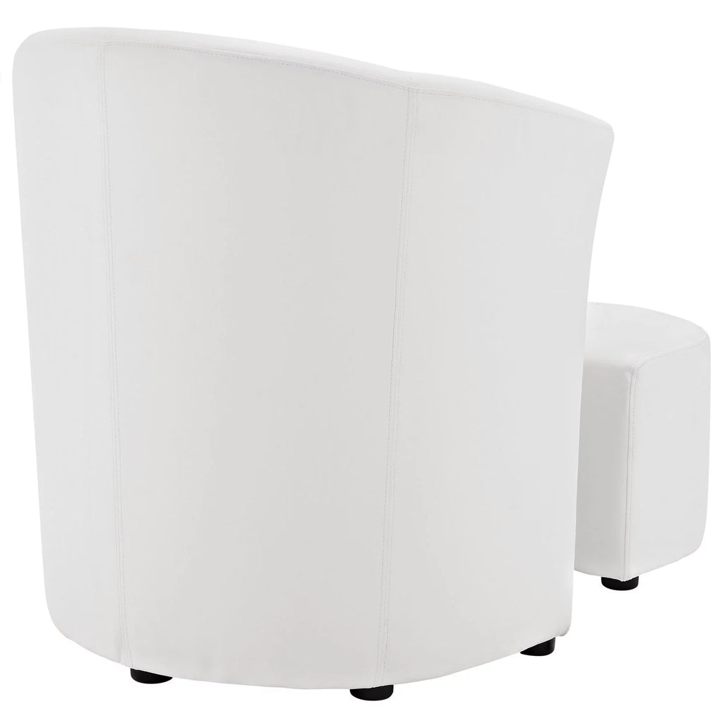 White Faux Leather Armchair and Ottoman Y990996