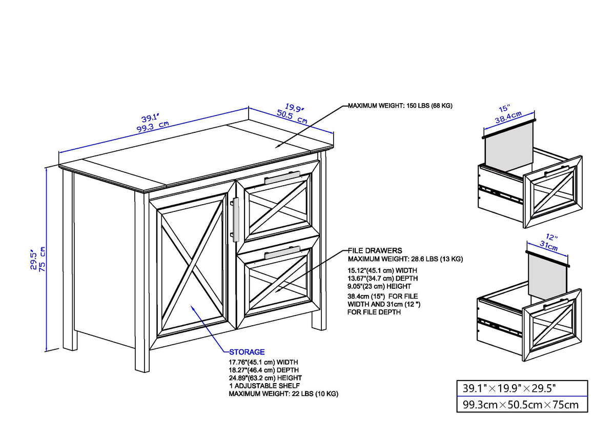Rustic Brown 2-Drawer Filing Cabinet W75693