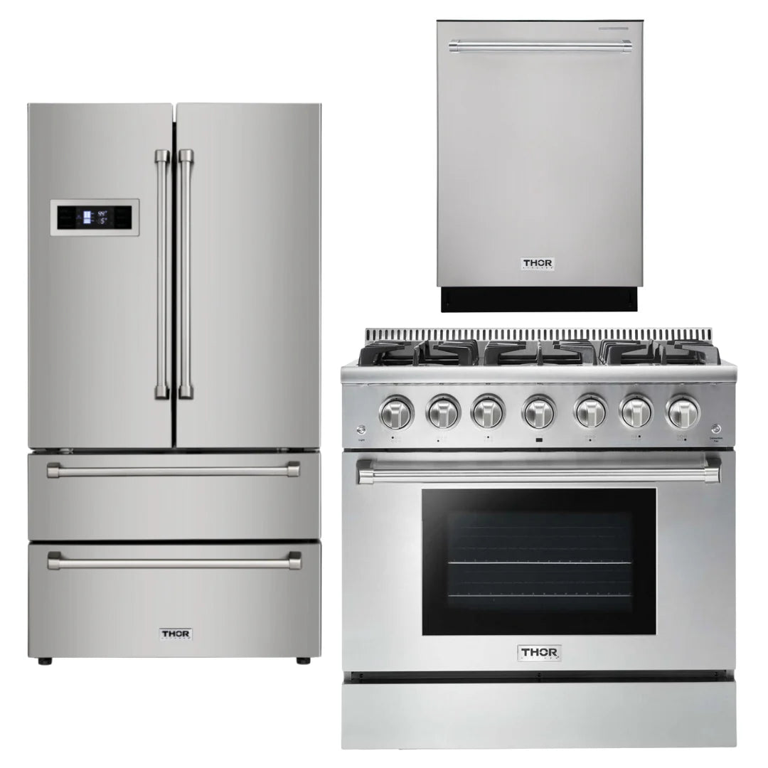 36 Propane Gas Range, Refrigerator, Dishwasher Package R42177