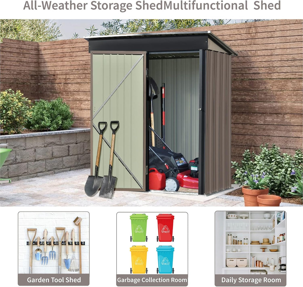 Outdoor Storage Garden Shed 5ft.Wx3ft.L Metal Storage Cabinet with Lockable Door R442